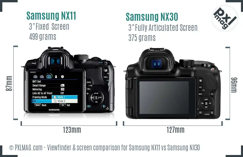 Samsung NX11 vs Samsung NX30 Screen and Viewfinder comparison