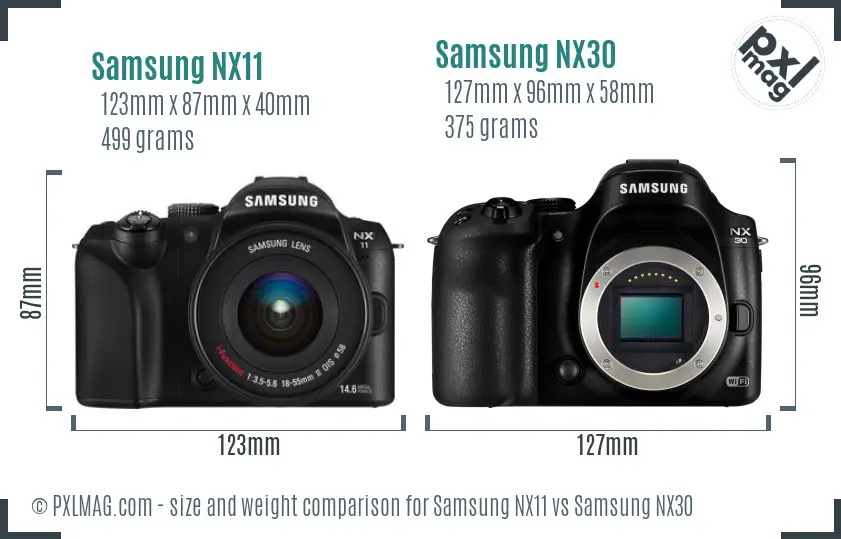 Samsung NX11 vs Samsung NX30 size comparison