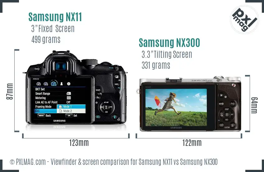 Samsung NX11 vs Samsung NX300 Screen and Viewfinder comparison