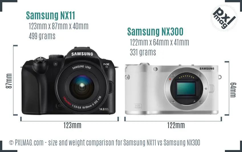 Samsung NX11 vs Samsung NX300 size comparison