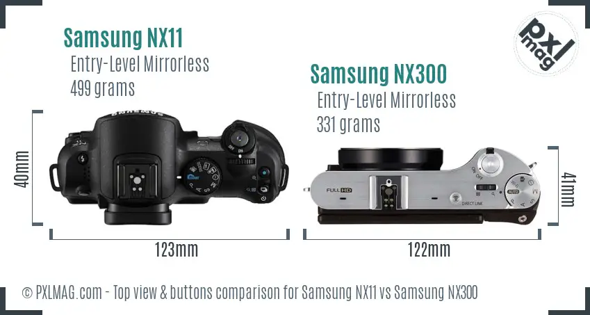 Samsung NX11 vs Samsung NX300 top view buttons comparison