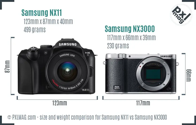 Samsung NX11 vs Samsung NX3000 size comparison