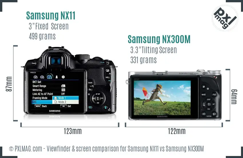 Samsung NX11 vs Samsung NX300M Screen and Viewfinder comparison