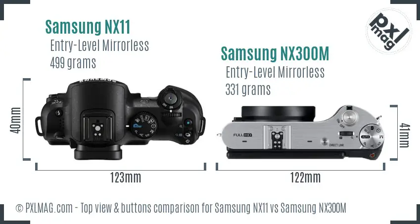 Samsung NX11 vs Samsung NX300M top view buttons comparison