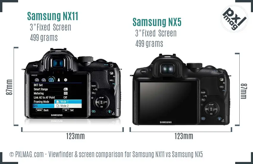 Samsung NX11 vs Samsung NX5 Screen and Viewfinder comparison