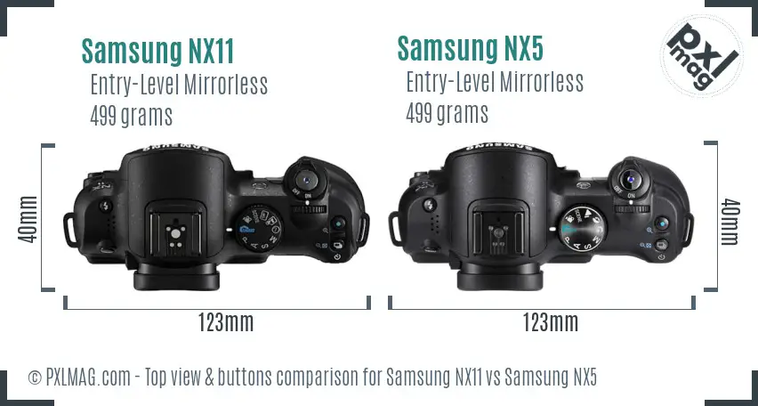 Samsung NX11 vs Samsung NX5 top view buttons comparison