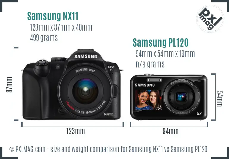 Samsung NX11 vs Samsung PL120 size comparison