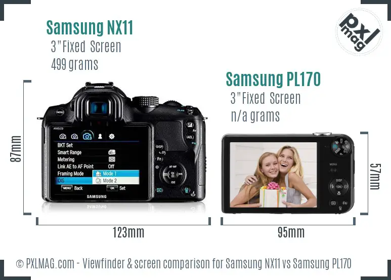 Samsung NX11 vs Samsung PL170 Screen and Viewfinder comparison