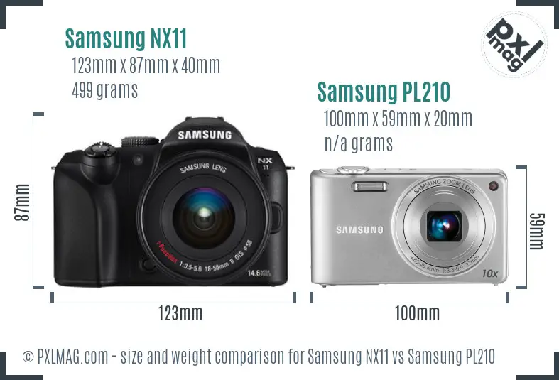 Samsung NX11 vs Samsung PL210 size comparison