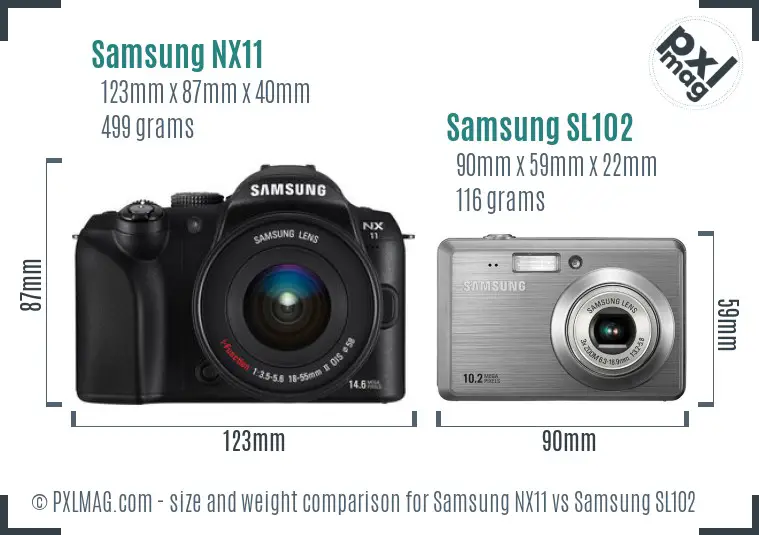 Samsung NX11 vs Samsung SL102 size comparison