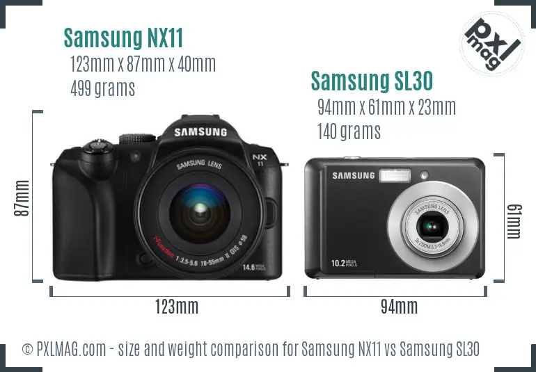 Samsung NX11 vs Samsung SL30 size comparison