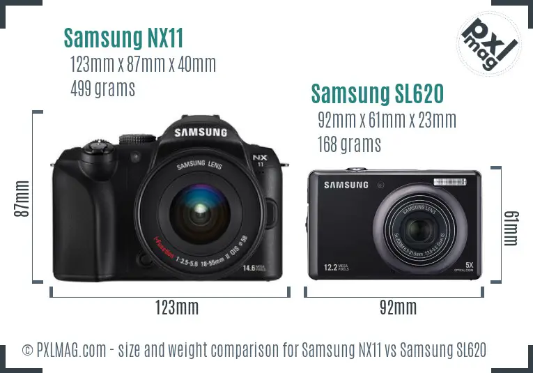 Samsung NX11 vs Samsung SL620 size comparison