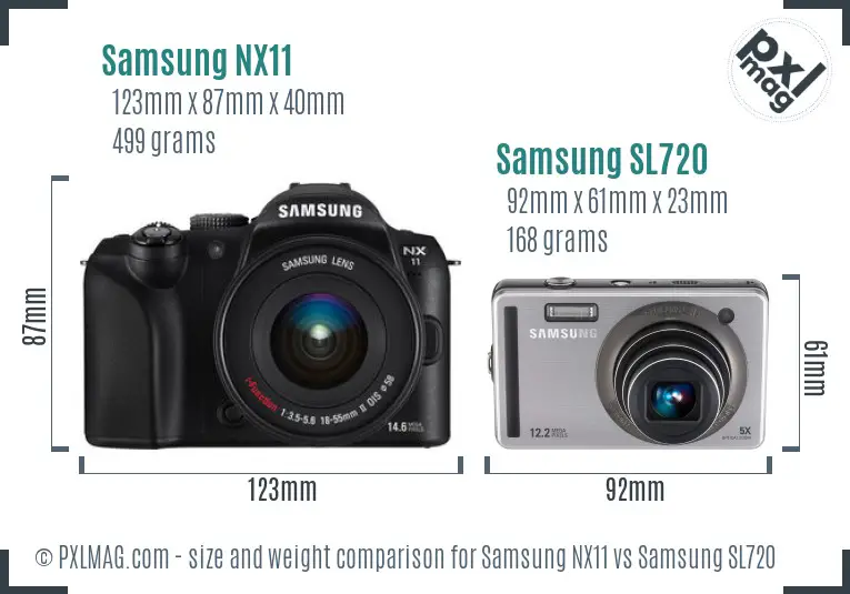 Samsung NX11 vs Samsung SL720 size comparison