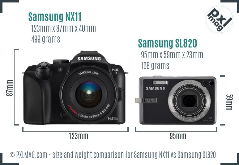 Samsung NX11 vs Samsung SL820 size comparison