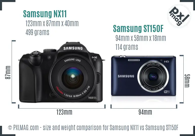 Samsung NX11 vs Samsung ST150F size comparison