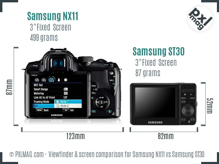 Samsung NX11 vs Samsung ST30 Screen and Viewfinder comparison