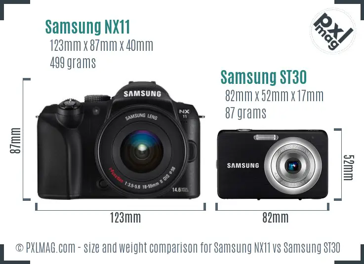 Samsung NX11 vs Samsung ST30 size comparison