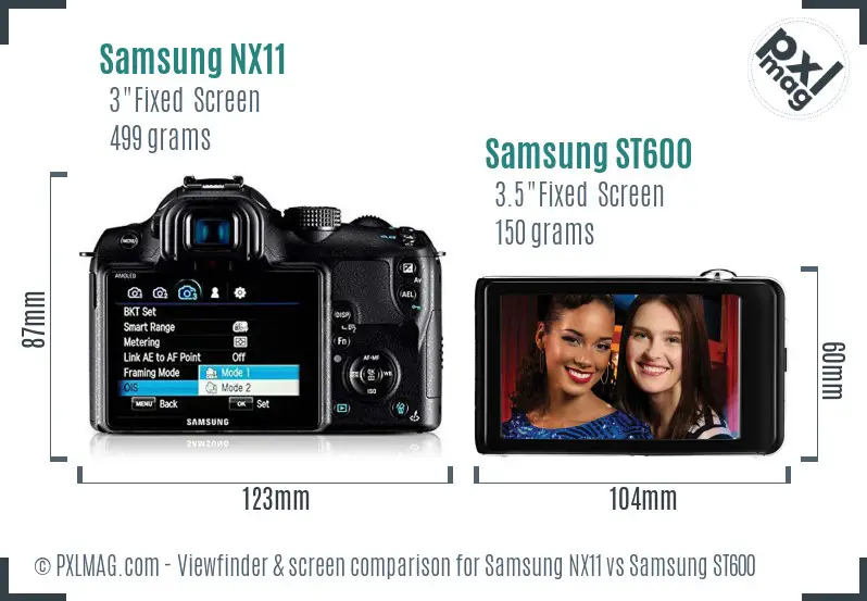 Samsung NX11 vs Samsung ST600 Screen and Viewfinder comparison