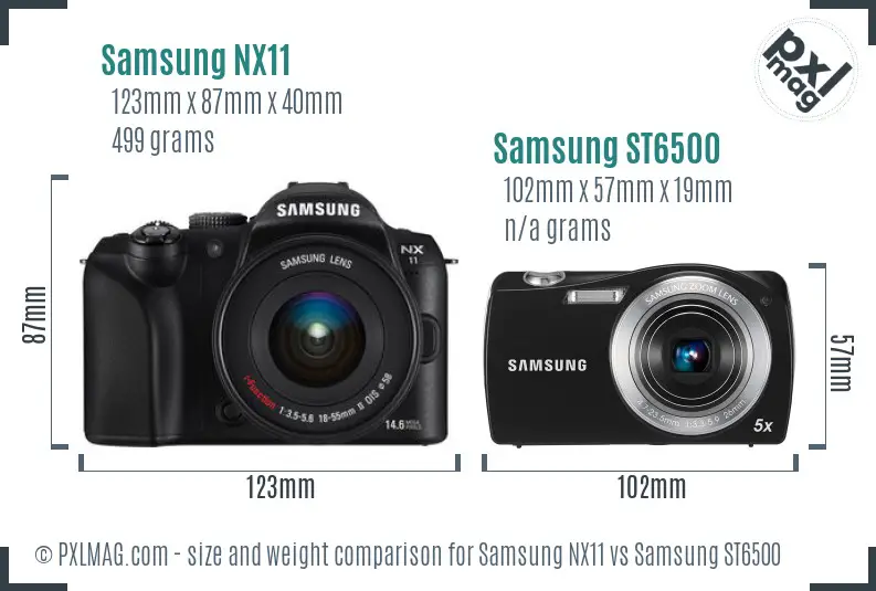 Samsung NX11 vs Samsung ST6500 size comparison