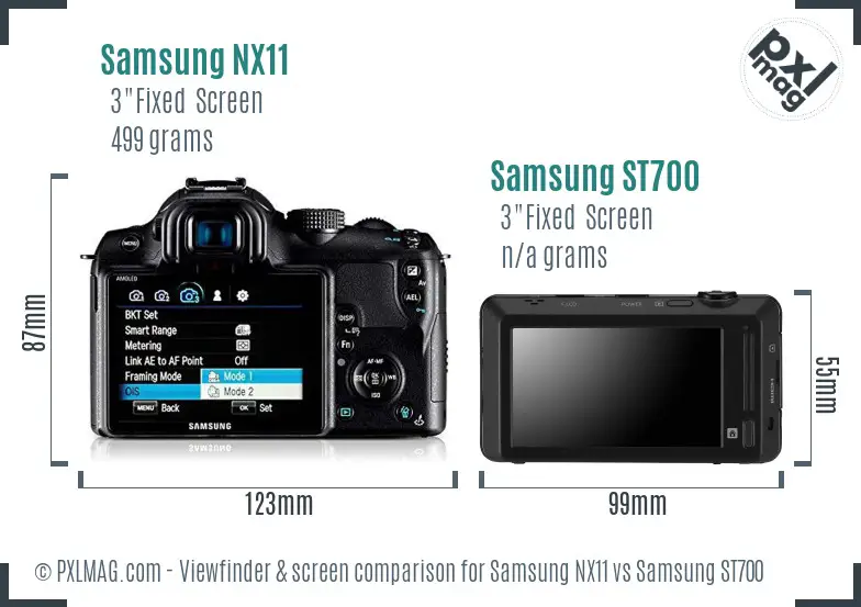 Samsung NX11 vs Samsung ST700 Screen and Viewfinder comparison Samsung NX11 vs Samsung ST700 Screen and Viewfinder comparison