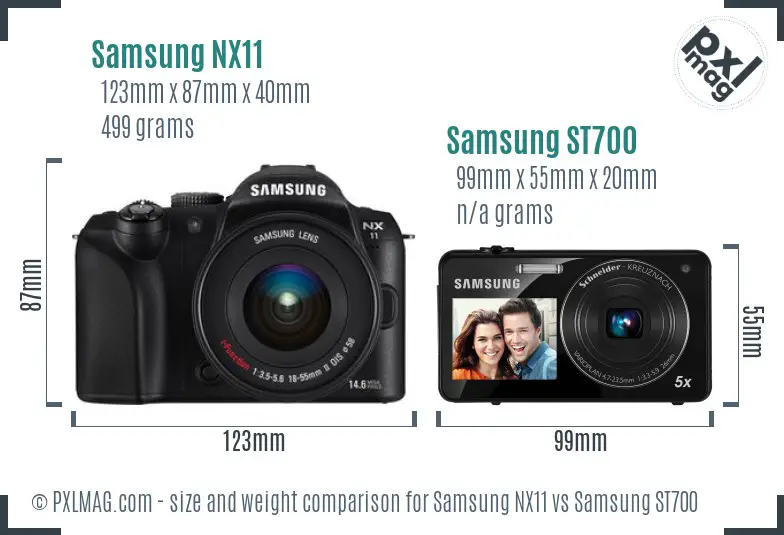Samsung NX11 vs Samsung ST700 size comparison Samsung NX11 vs Samsung ST700 size comparison