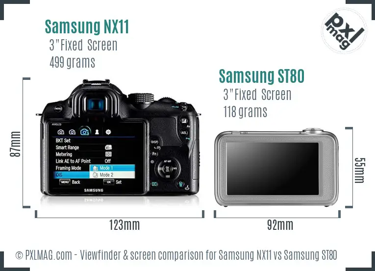 Samsung NX11 vs Samsung ST80 Screen and Viewfinder comparison