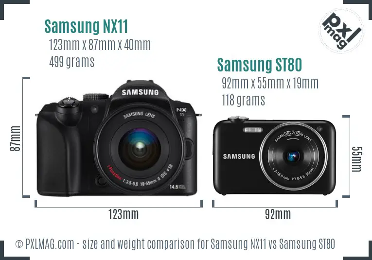 Samsung NX11 vs Samsung ST80 size comparison