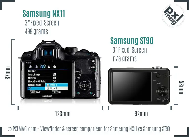 Samsung NX11 vs Samsung ST90 Screen and Viewfinder comparison Samsung NX11 vs Samsung ST90 Screen and Viewfinder comparison