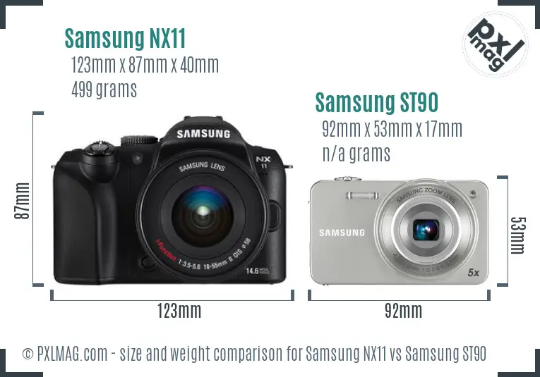 Samsung NX11 vs Samsung ST90 size comparison