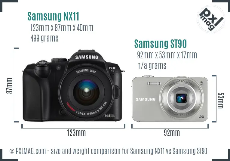 Samsung NX11 vs Samsung ST90 size comparison Samsung NX11 vs Samsung ST90 size comparison