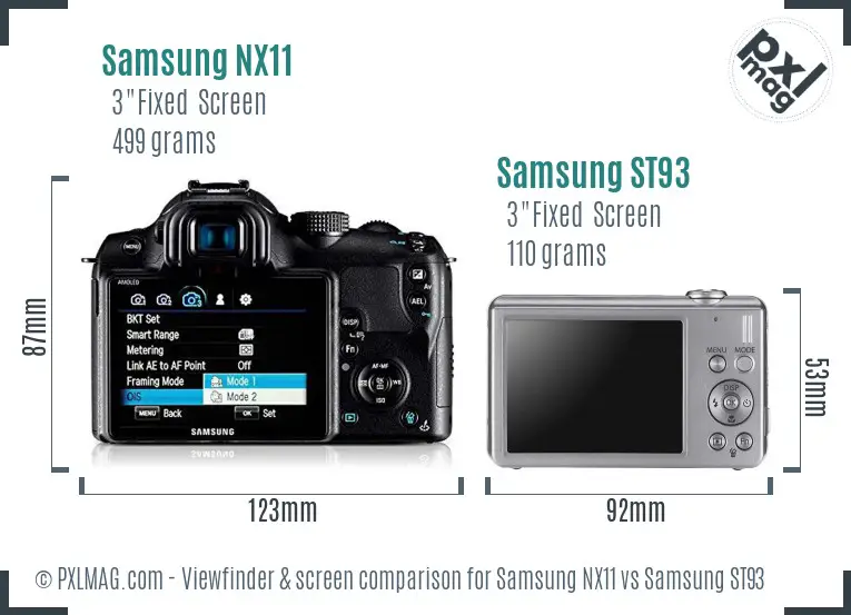 Samsung NX11 vs Samsung ST93 Screen and Viewfinder comparison