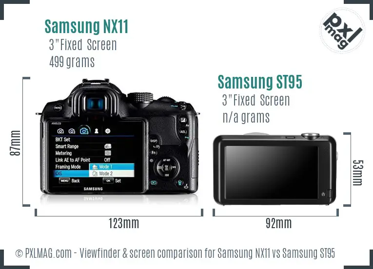 Samsung NX11 vs Samsung ST95 Screen and Viewfinder comparison