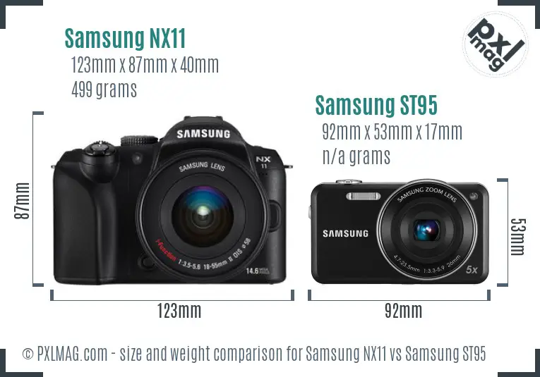 Samsung NX11 vs Samsung ST95 size comparison