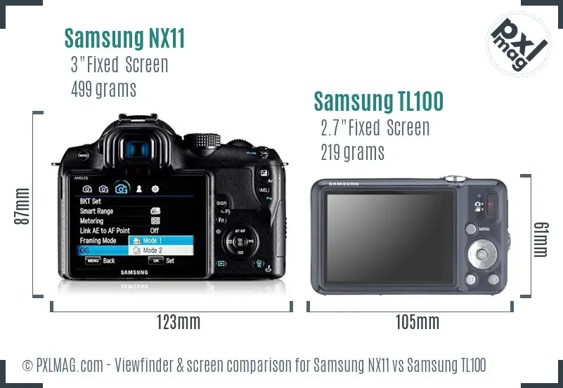 Samsung NX11 vs Samsung TL100 Screen and Viewfinder comparison