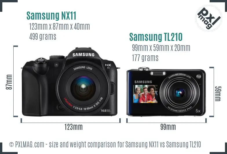 Samsung NX11 vs Samsung TL210 size comparison