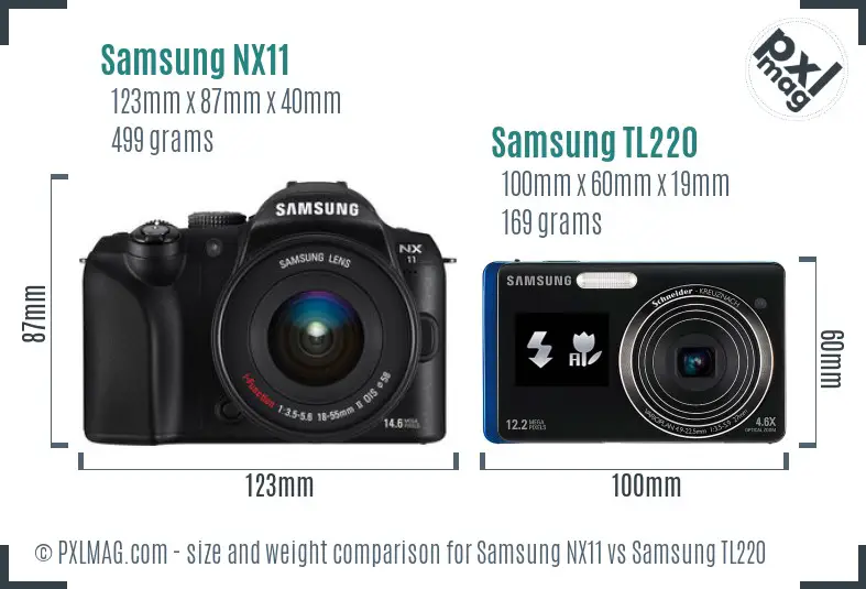 Samsung NX11 vs Samsung TL220 size comparison