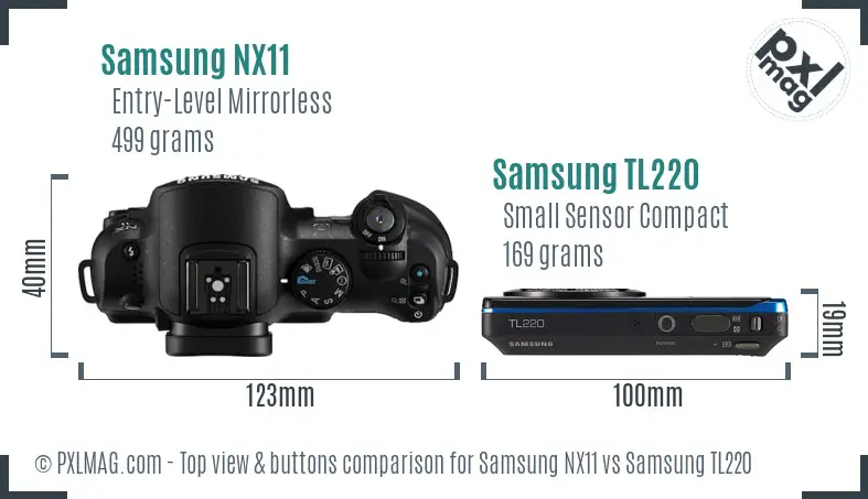 Samsung NX11 vs Samsung TL220 top view buttons comparison