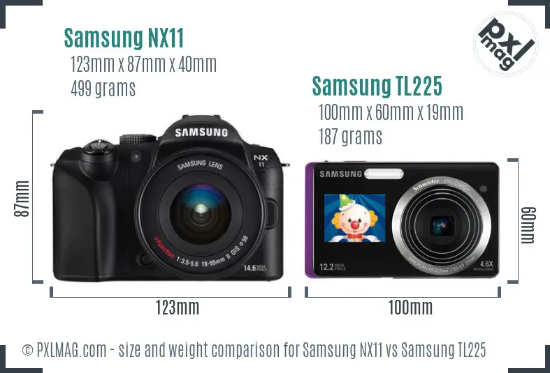 Samsung NX11 vs Samsung TL225 size comparison