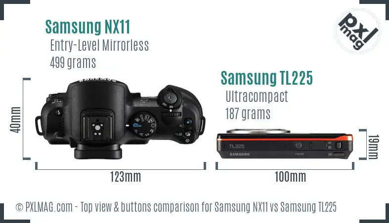 Samsung NX11 vs Samsung TL225 top view buttons comparison