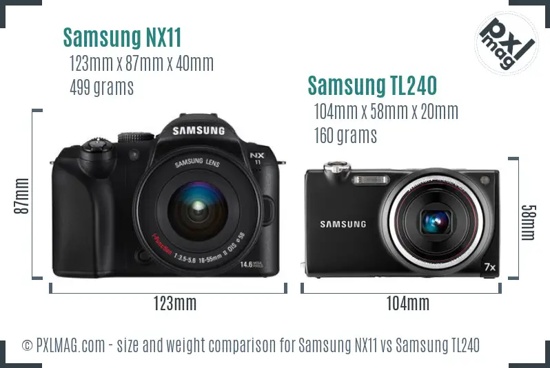 Samsung NX11 vs Samsung TL240 size comparison
