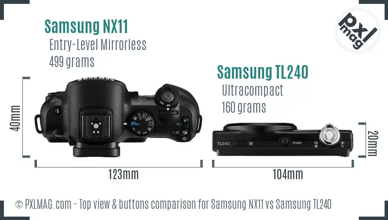 Samsung NX11 vs Samsung TL240 top view buttons comparison