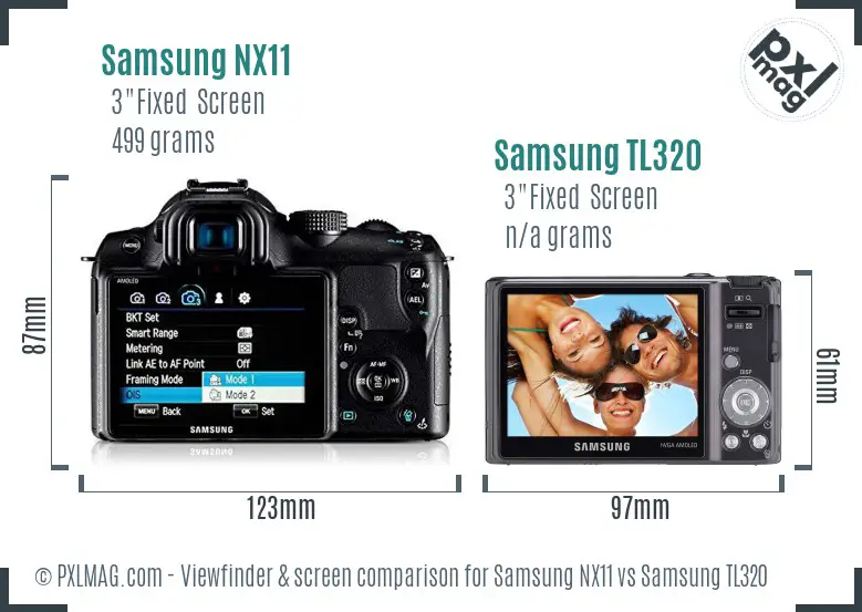 Samsung NX11 vs Samsung TL320 Screen and Viewfinder comparison