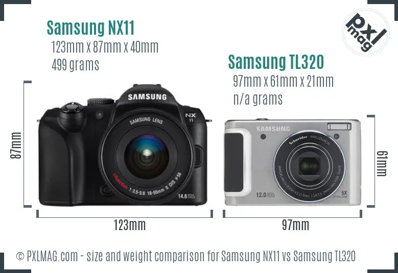 Samsung NX11 vs Samsung TL320 size comparison