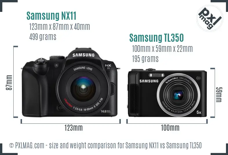 Samsung NX11 vs Samsung TL350 size comparison Samsung NX11 vs Samsung TL350 size comparison