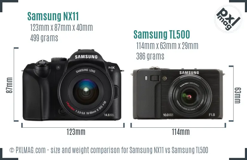 Samsung NX11 vs Samsung TL500 size comparison