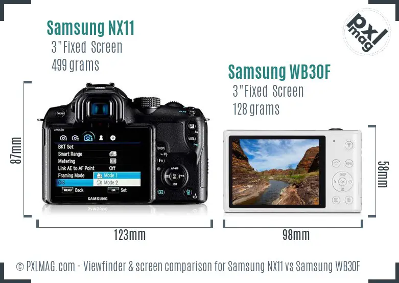 Samsung NX11 vs Samsung WB30F Screen and Viewfinder comparison