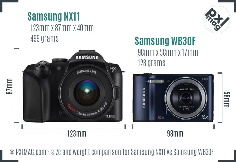 Samsung NX11 vs Samsung WB30F size comparison