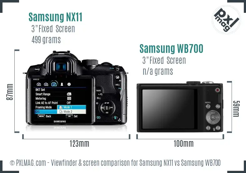 Samsung NX11 vs Samsung WB700 Screen and Viewfinder comparison