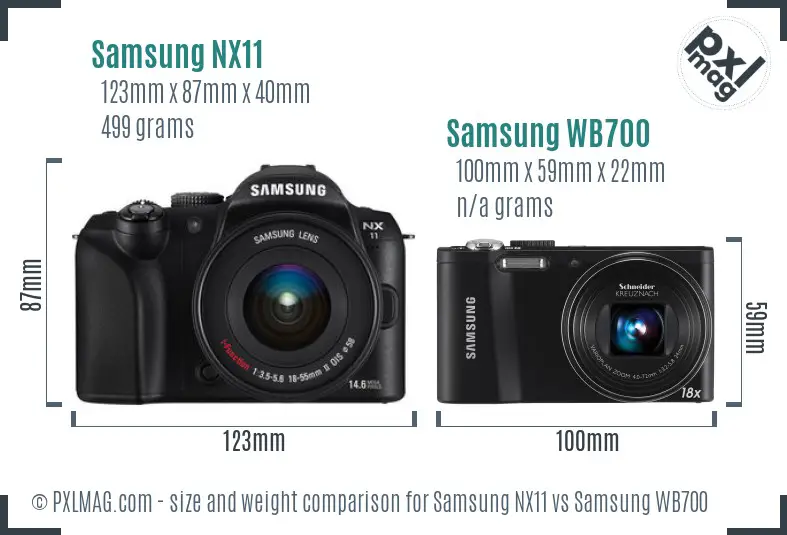 Samsung NX11 vs Samsung WB700 size comparison