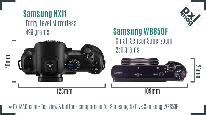 Samsung NX11 vs Samsung WB850F top view buttons comparison